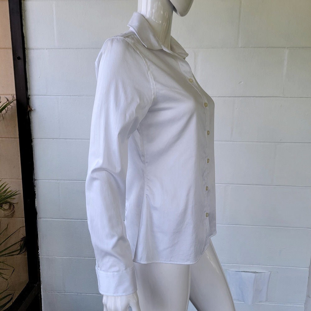 NWT Banana Republic Button Down Shirt White Women's 6P Preppy Tailored Office - Picture 2 of 12